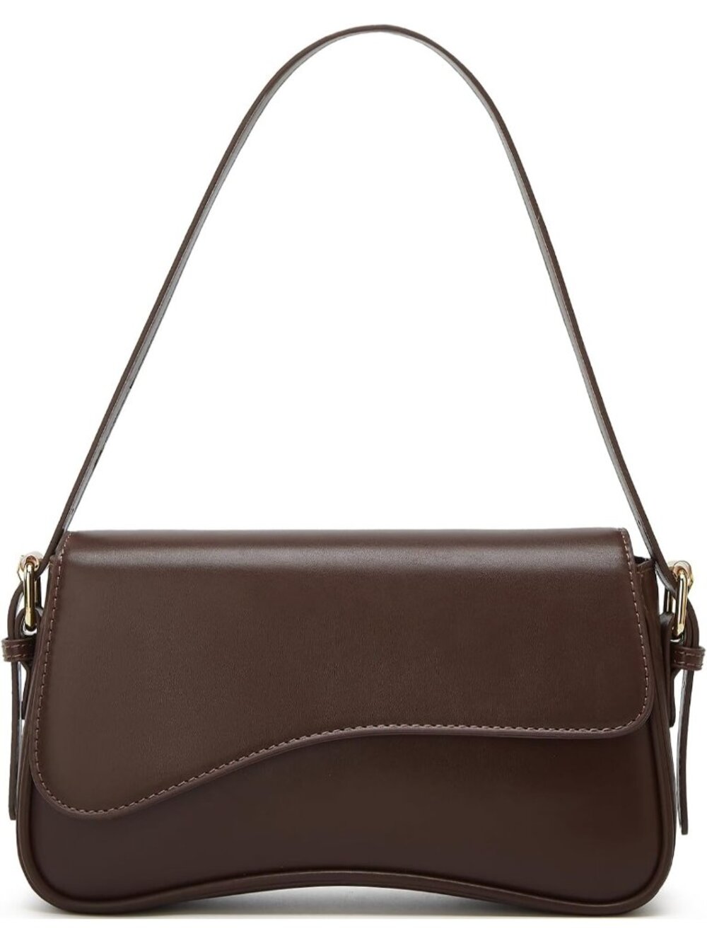 👜Women's Coffee PU Leather Y2K Shoulder Bag Underarm Crossbody Travel Purse